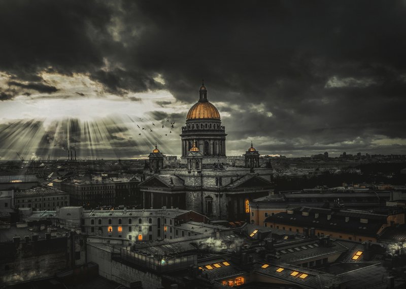 Питер аэрофотосъёмка дрон храм Россия  Город на Неве photo preview