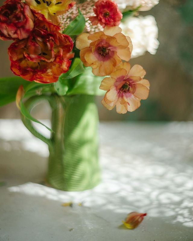 букет, цветы, оранжевый, зеленый, свет photo preview