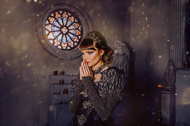 женский портрет, портрет, девушка, черно-белое, абстракция, girl, portrait Молитваphoto preview