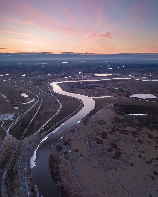 новосибирск, чаус, рассвет, река, дронфото Рассветная жар-птицаphoto preview