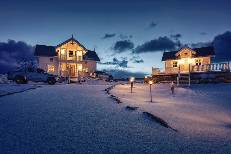 norway, svolvaer, svolver, winter, mountain, houses, sunrise, cold, snow Зимняя сказкаphoto preview