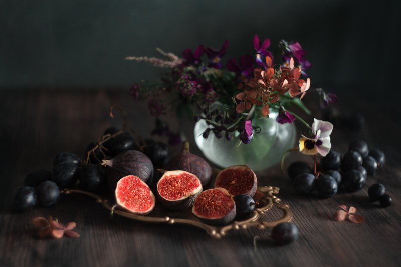 инжир, натюрморт, виноград, анюткины глазки Натюрморт с инжиромphoto preview