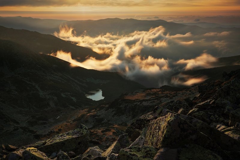 autumn, peaks, clouds, mist, landscape, travel, nature, mountain, romania, cold, sunrset Up in the Skyphoto preview