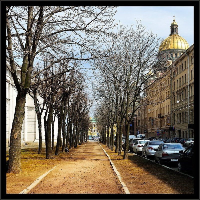 петербург, центр, исакий, весна, квадрат Цветная весенняя питерская квадратная зарисовкаphoto preview