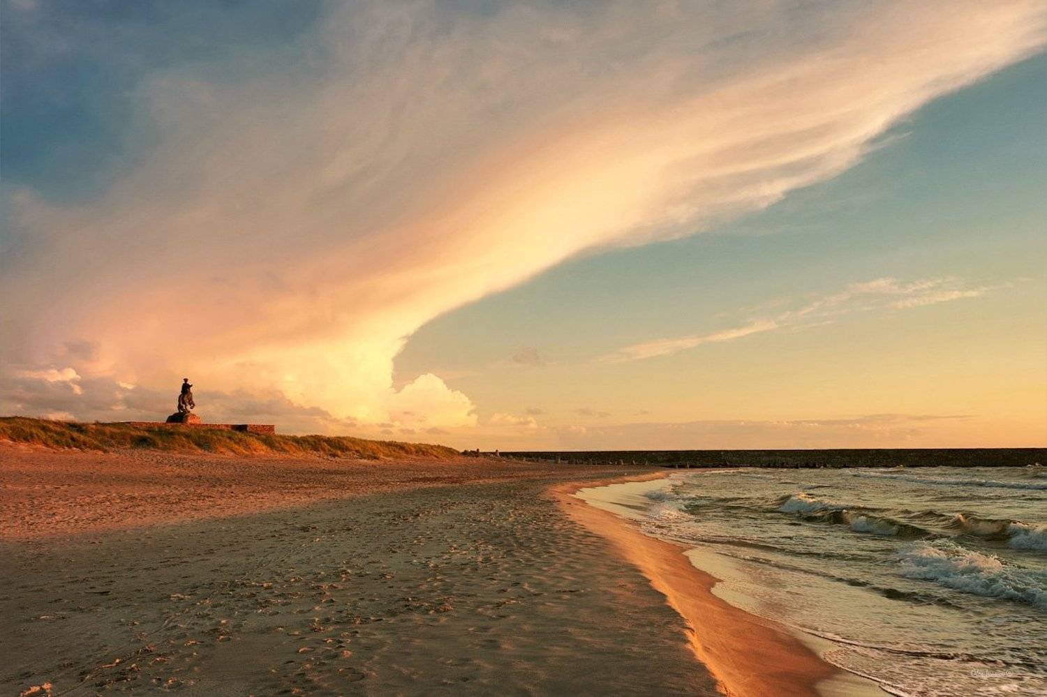море, балтика, вечер, елизавета, памятник, балтийск, закат, небо, облака, Олег Иванов