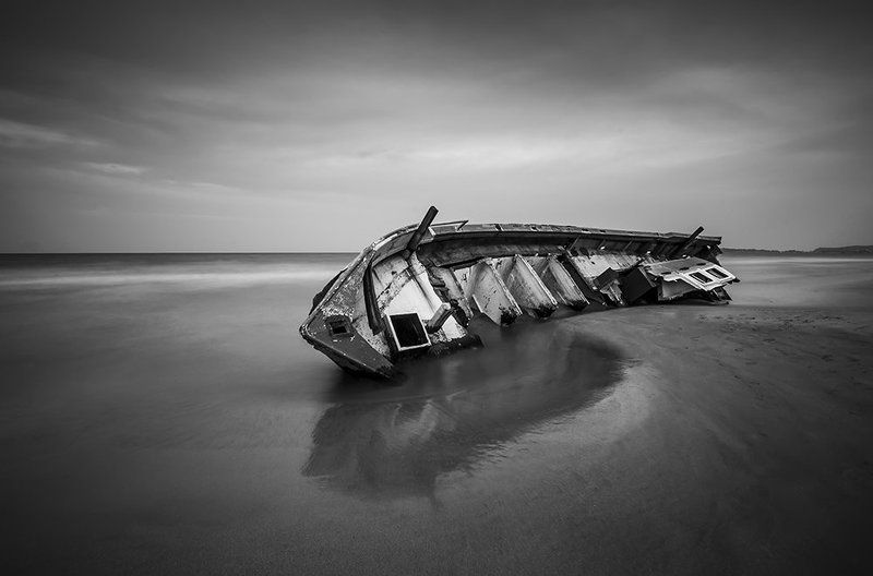 old, boat, sri, lanka, long, exposure, black, white Old boat...photo preview