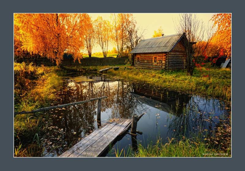 пейзаж пруд. баня. осень. д. Звоз 2020photo preview