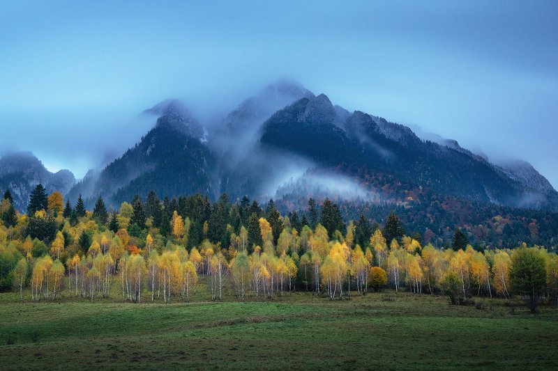 landscape, nature, trees, mountains, autumn, romania, sunset, rain, clouds, colours Cold Autumnphoto preview