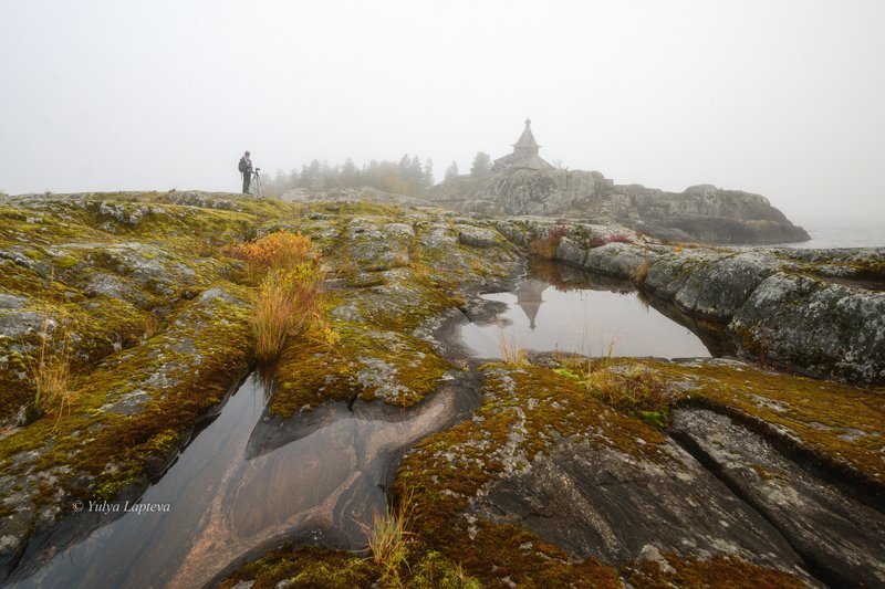 карелия золотая осень,ладожское озеро,о.эсусаарет,туман,утро photo preview