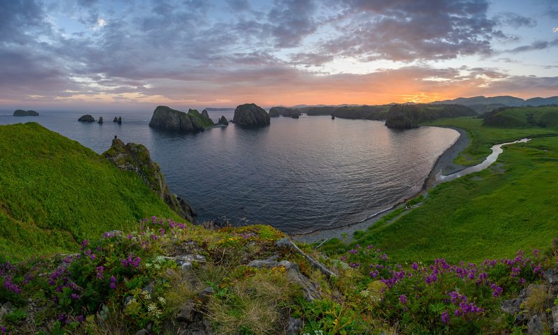 шикотан, курилы, курильские острова, дальний восток, россия, закат, море, тихий океан, природа, пейзаж, панорама, shikotan, kuril islands, far east, russia, sunset, sea, pacific ocean, nature, landscape, panorama Закат на Шикотанеphoto preview