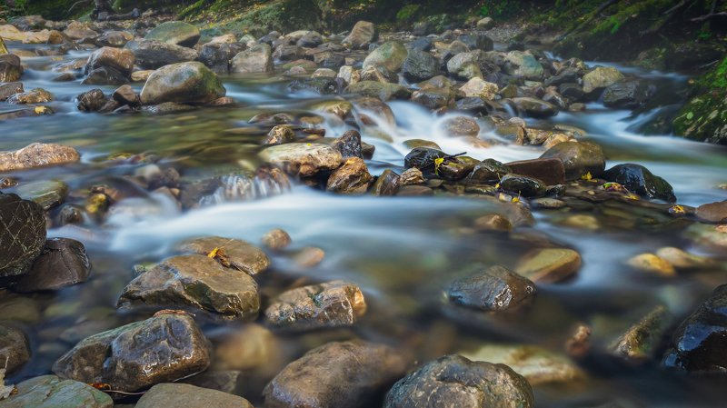 ручей, вода, осень, длинная выдержка, река, поток, природа, пейзаж, кавказ, заповедник Потокphoto preview