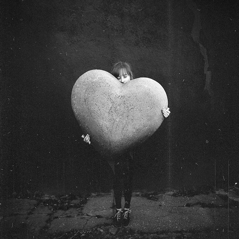 чб, седце, девушка, чувства, ***photo preview