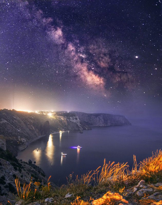 ночь, крым, фиолент, пейзаж, млечный путь  Засыпающий фиолентphoto preview
