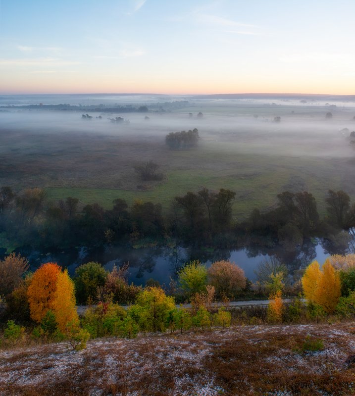 рассвет на реке корень, рассвет, туман, крапивенское городище, крапивное, осень Рассвет на реке Кореньphoto preview