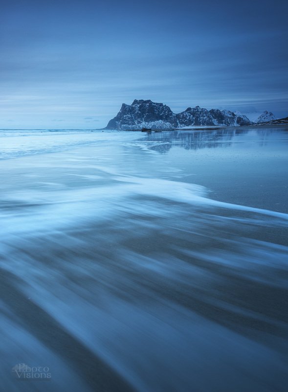 norway,lofoten,uttakleiv,beach,blue hour,sea,norwegian,wintertime,winter, Uttakleiv, blue hour time, Lofotenphoto preview
