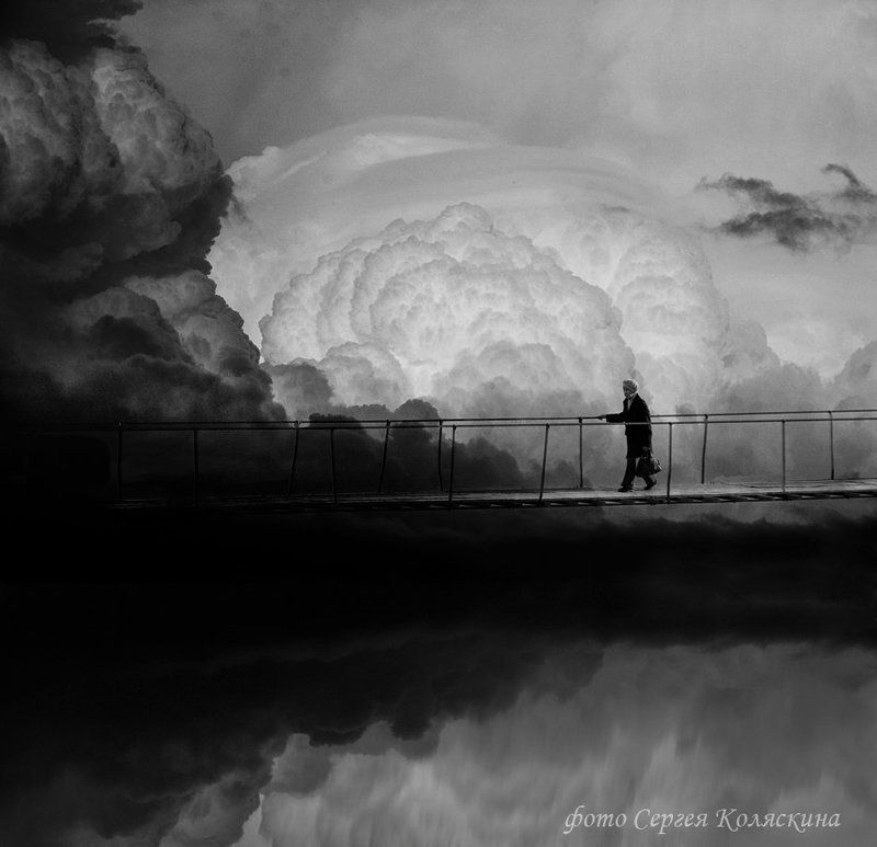 сергей коляскин, переход, мост, старушка, облака Переходphoto preview