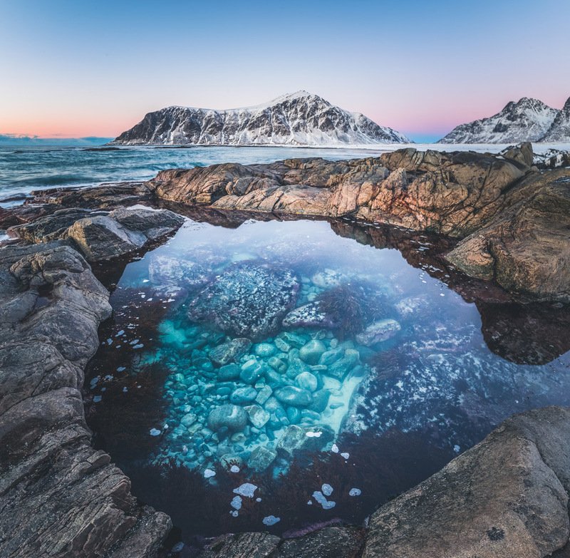 lofoten,norway,sea,shore,water,winter, Arctic pondphoto preview