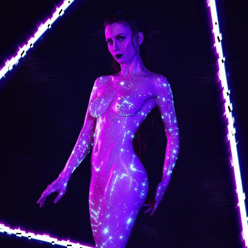 киберпанк, неон, 2 девушки, арт-ню, artnude, neon, cyberpunk из серии two cyber soulsphoto preview