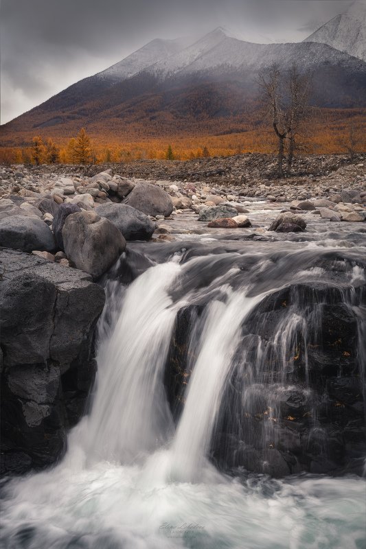горы, сибирь, бурятия, осень, лиственница, водопад, пейзаж, природа, река, сайлаг На просторах осениphoto preview