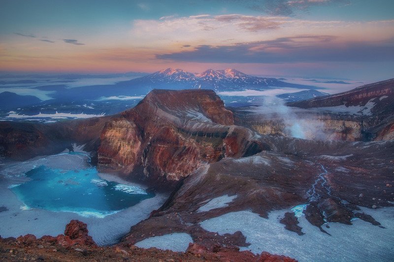 камчатка,горелый,рассвет,вулкан спящий драконphoto preview