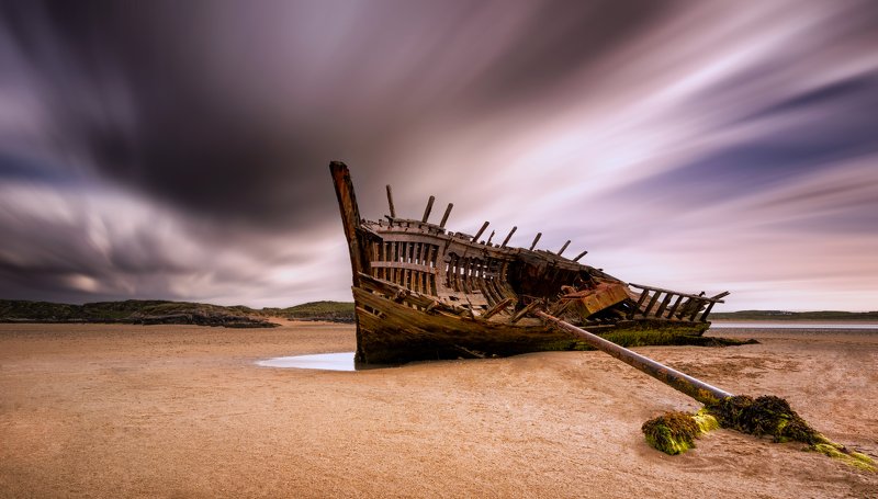 abandoned, ancient, background, beach, beauty, black, blue, boat, broken, bunbeg, cargo, cliffs, cloud, coast, color, corrosion, crash, donegal, europe, history, ireland, ireland landscape, island, landscape, nature, ocean, old, rusty, sail, sand, scene,  Bunbeg ShipWreckphoto preview