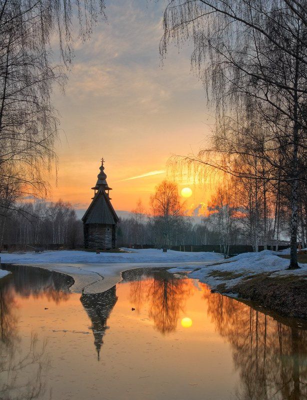 Весна, Восход, Закат, Пейзаж, Церковь Весна, которую так ждалиphoto preview