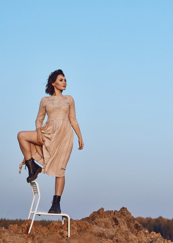 девушка, небо, портрет, лето, цвет photo preview