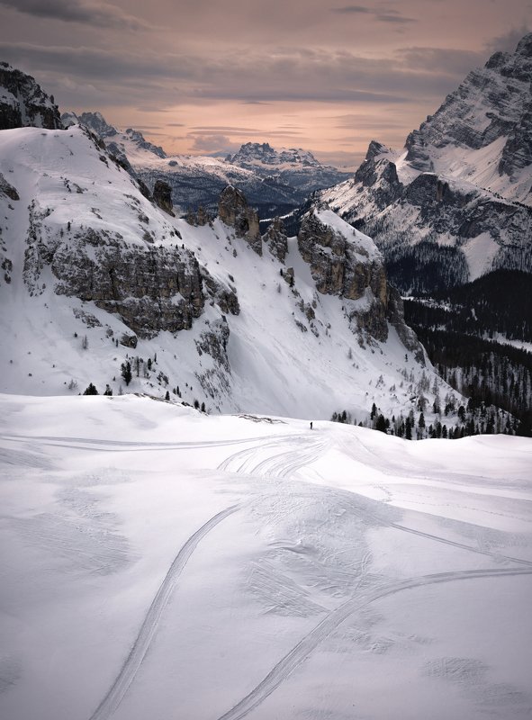 dolomites, italy, winter, landscape, winterlandscape Lone skierphoto preview
