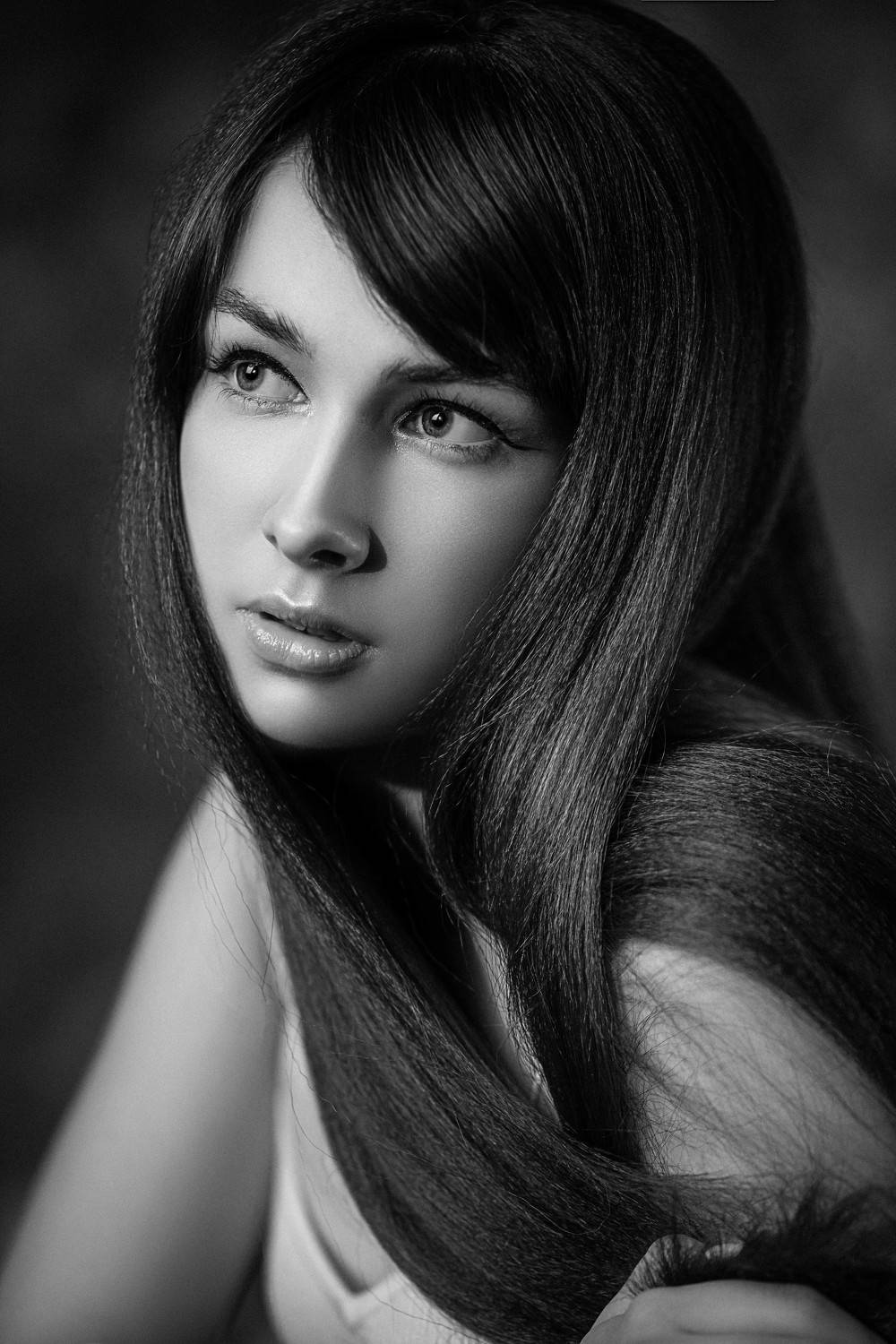 девушка, модель, портрет, фотосессия, студия, макияж, гламур,girl, beauty, perfect, model, modeling, young, portrait, make-up, glamour, studio, studio shot, чб, чёрно-белое фото, bw, black and white, творческий портрет, женский портрет, Владимир Васильев