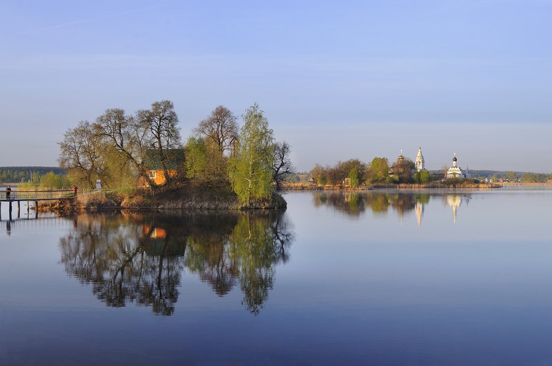 утро, рассвет, монастырь, озеро, река ***photo preview