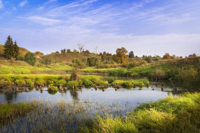 московская область, пейзаж, осень, утро Рання осень на р. Протваphoto preview
