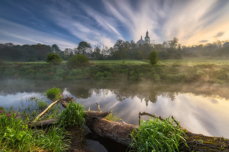 landscapes, morning, fog, spring, river, ner, poland, photo preview