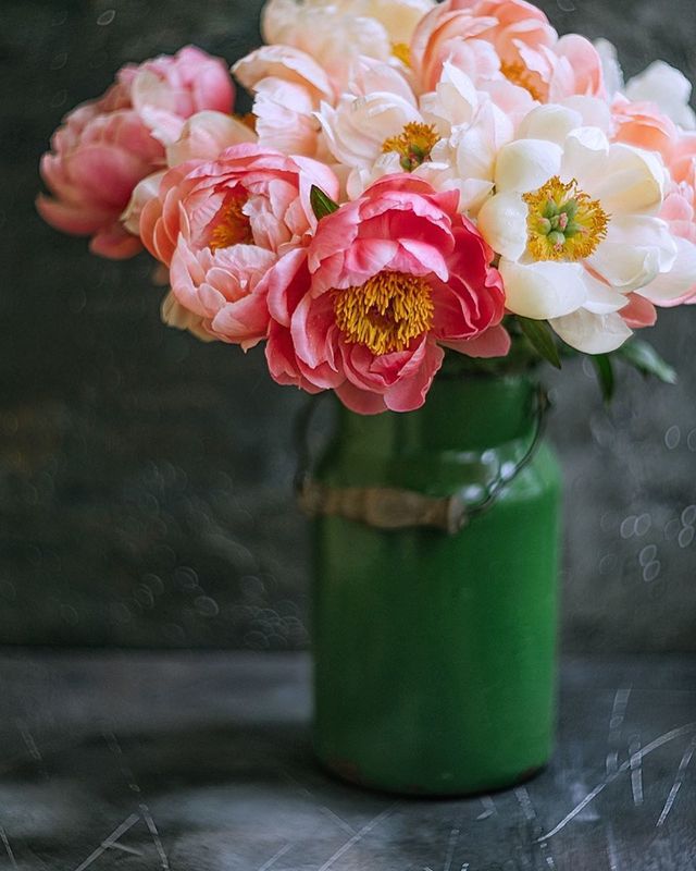 лето, пионы, свет, розовый, желтый, букет photo preview