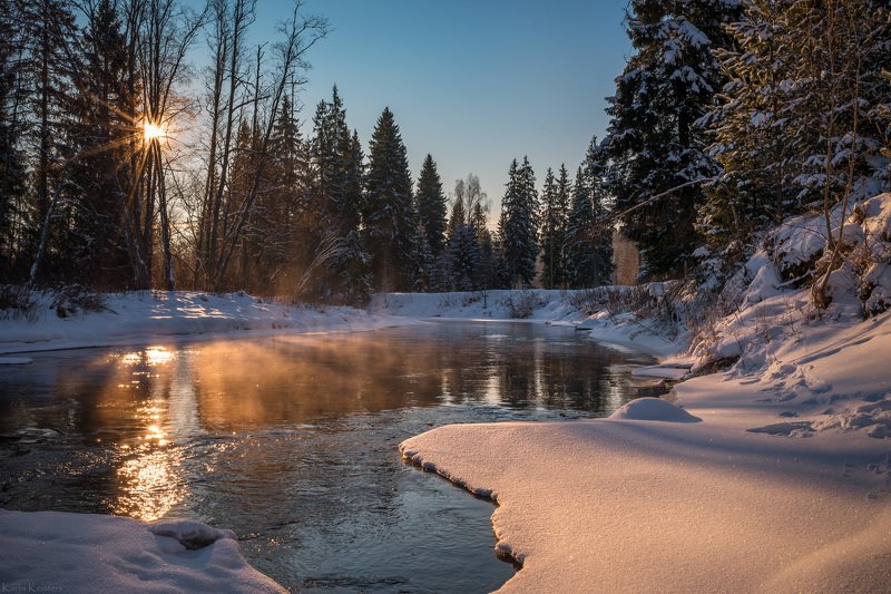 Морозное утро на реке фото превью