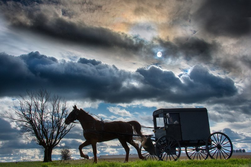 amish, lancaster county, pa, clouds Amish Buggy Silhouettephoto preview