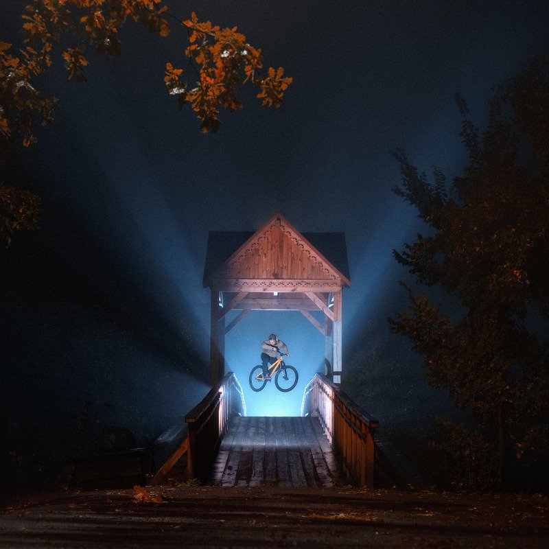 MTB, Mountainbike, Street, Ночь, МТБ, велосипед, трюк, свет, мост Street MTB series: when the city sleepsphoto preview