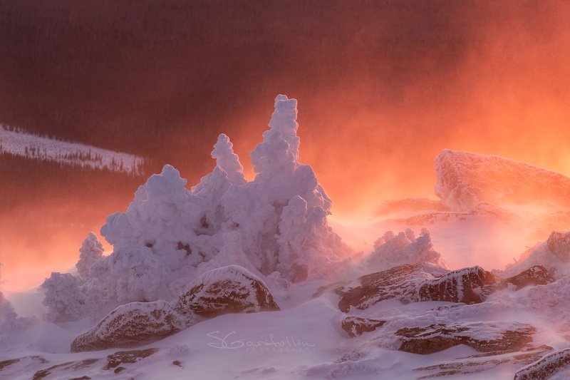 Иремель, Большой Иремель, Башкирия, Башкортостан, Урал, Южный Урал, зимний пейзаж Ледяной пожарphoto preview