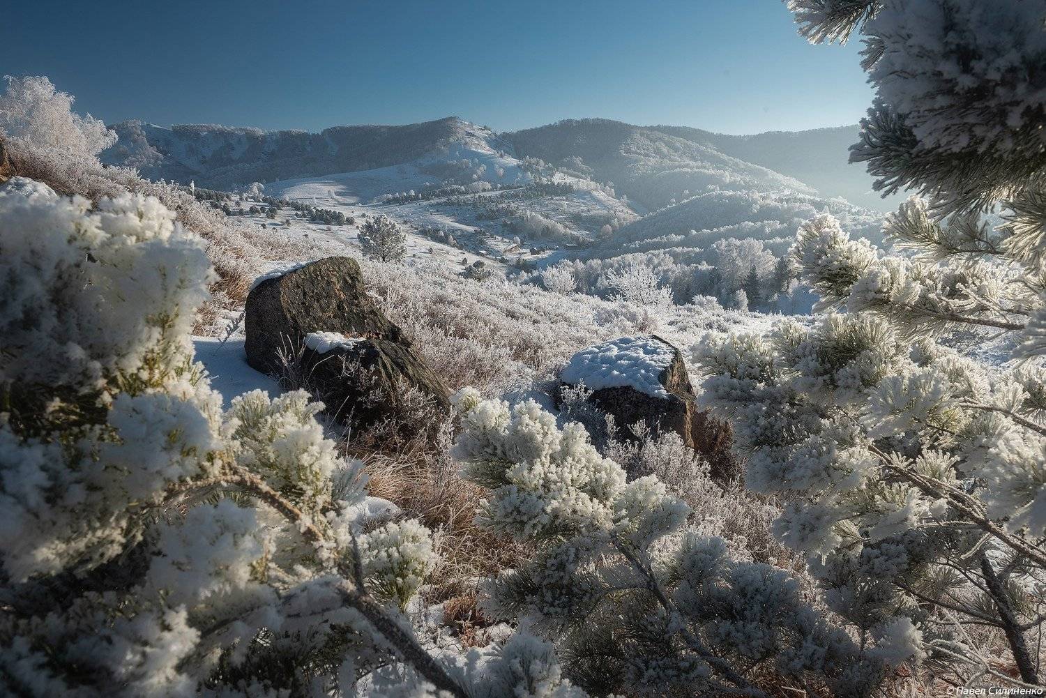 пейзаж, алтай, белокуриха, зима, горы, снег, мороз, Павел Силиненко