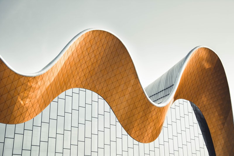 architecture, gold, line, facade, modern, urban, glass, city, Moscow, Russia Золотая линия IIphoto preview