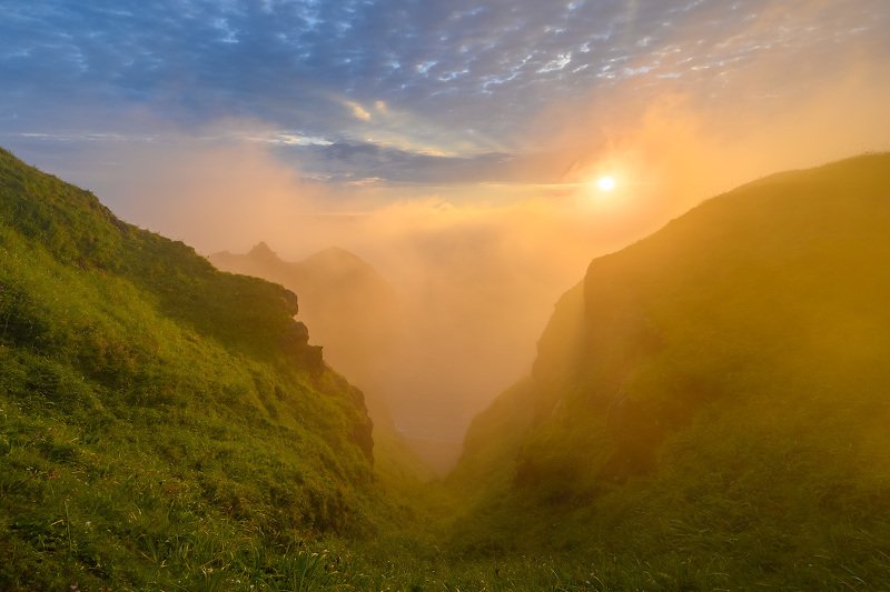 шикотан, курилы, курильские острова, дальний восток, россия, восход, природа, пейзаж, туман, shikotan, kuril islands, far east, russia, sunrise, nature, landscape, fog, hdr Туманное утро на Шикотанеphoto preview