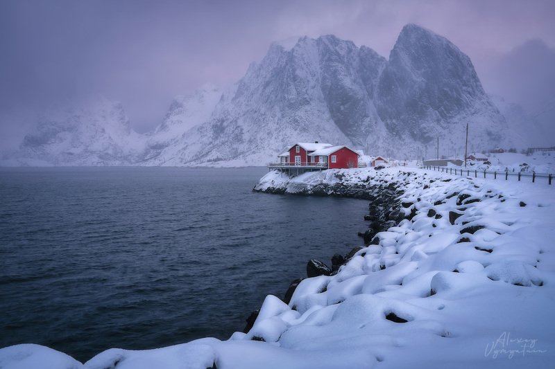 norway, lofoten, islands, winter, water, mountains, outdoor, landscape Молоко с клубникойphoto preview