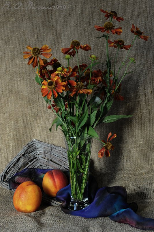 цветы,бокал,персики,платок,корзинка ***photo preview