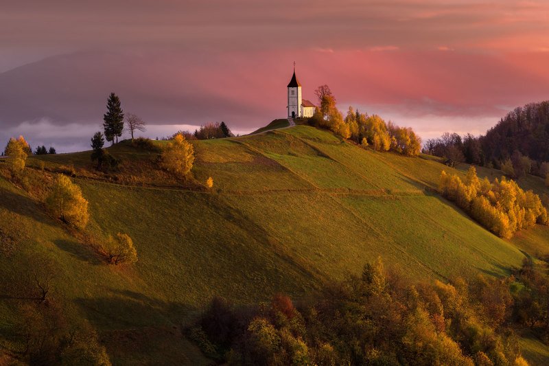 словения, slovenia, туманы словении, church, храмы словении, slovenia landscape, slovenia landscape photography, sonya99 Colours of dawnphoto preview