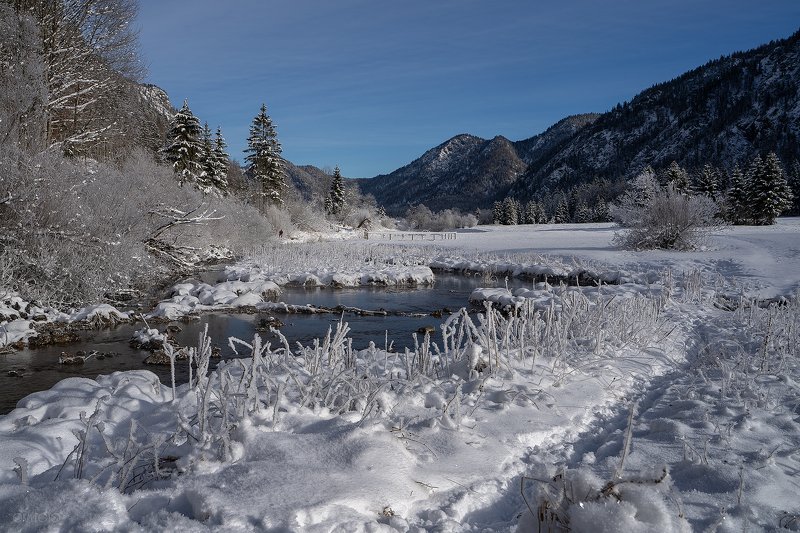 weitsee, речка, озеро, лед, лес, горы, снег, облака, туман, Вейтзее (Weitsee bei Reit im Winkl) - зима пришла )photo preview