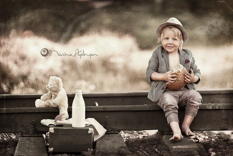 Мальчик, Портрет, Рельсы, Ретро Маленький Маркусphoto preview