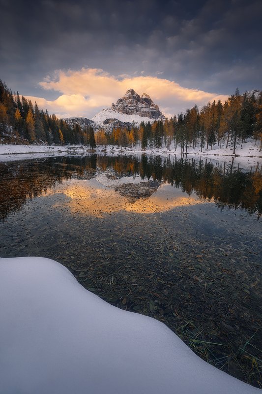 lago, antorno, dolomiti, italy, mountain, cloud, reflection, lake, winter, tree,  lago antorno photo preview