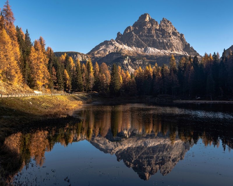 доломитовая осень, горы, доломиты, озеро Доломитыphoto preview