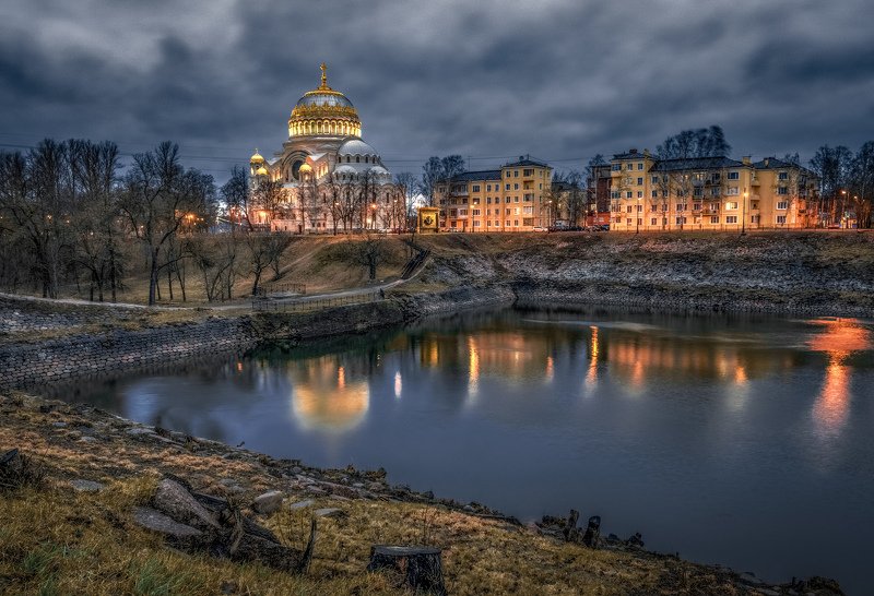 Городской пейзаж, Архитектура, Церковь Никольский Морской собор в Кронштадтеphoto preview