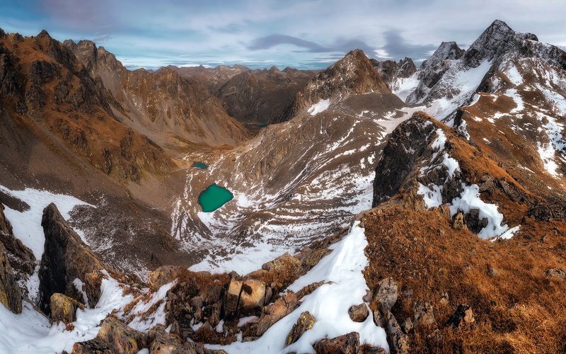 осень, горы, озеро, горное озеро, кардывач, кавказ, пейзаж Перевал Кардывачphoto preview