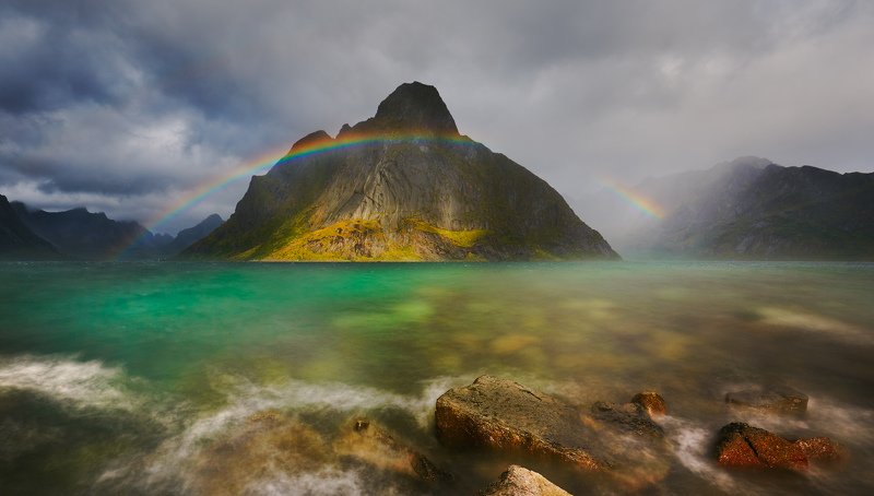 Landscape, Norway, Lofoten, Reine, Rainbow, Nikon Glimmerphoto preview